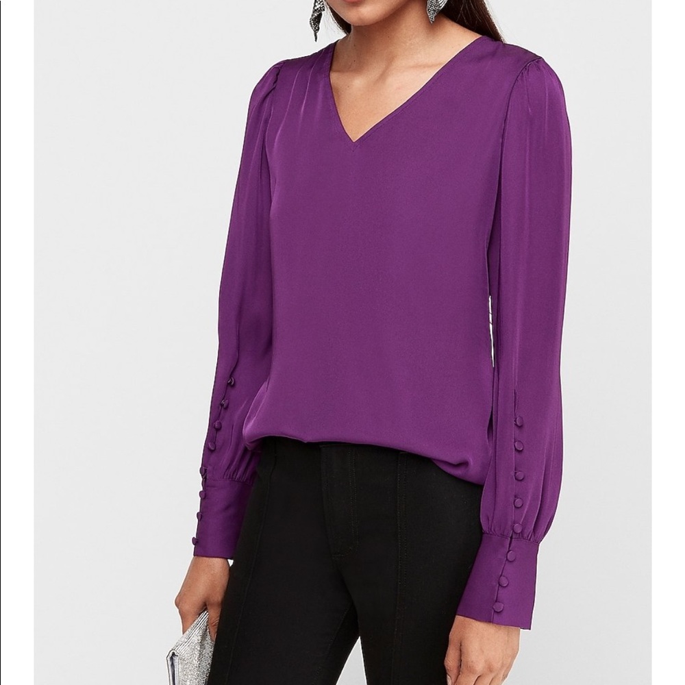 Puff sleeve button cuff blouse